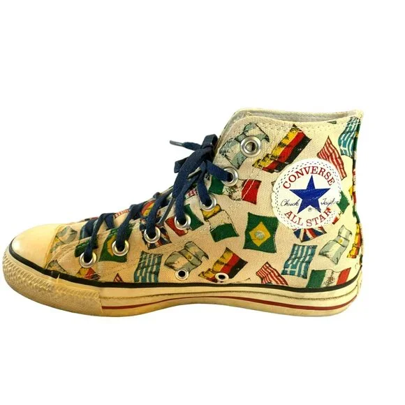 Vintage Converse Chuck Taylor RARE Flags "All Nations" Unisex Womens 8 Mens 6 - Picture 3 of 10